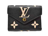 Louis Vuitton Portefeuille Victorine M80968 Folding wallet Monogram Implant leather Black x Beige