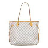 Louis Vuitton Damier Azur Neverfull MM Tote Bag Shoulder Bag White