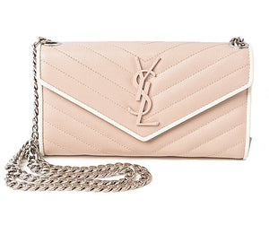Saint Laurent- Chain Wallet Long Wallet Evening Bag Leather Rose