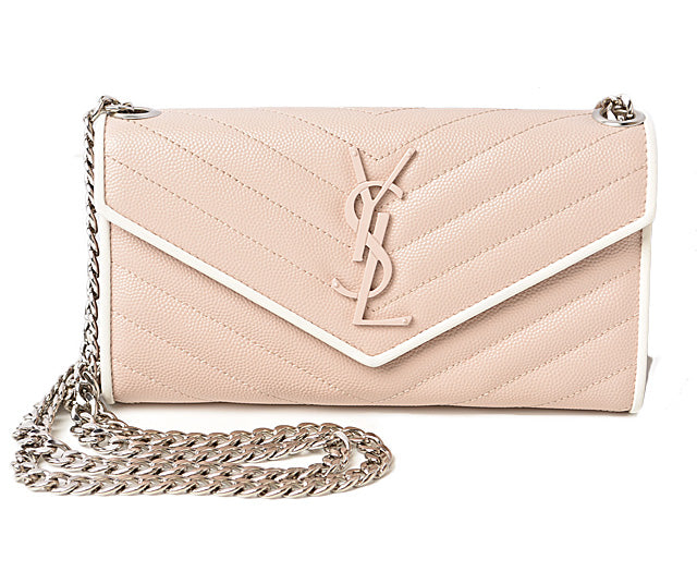 Saint Laurent- Chain Wallet Long Wallet Evening Bag Leather Rose