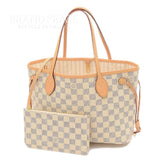 Louis Vuitton Damier Azur Neverfull PM Tote Bag With Pouch