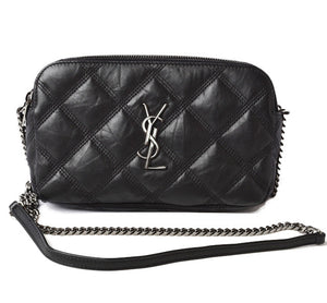Saint Laurent- Becky Double Zip Pouch Mini Bag Clutch Bag Leather Black Saint Laurent