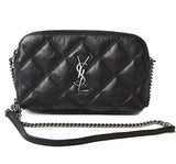 Saint Laurent- Becky Double Zip Pouch Mini Bag Clutch Bag Leather Black Saint Laurent