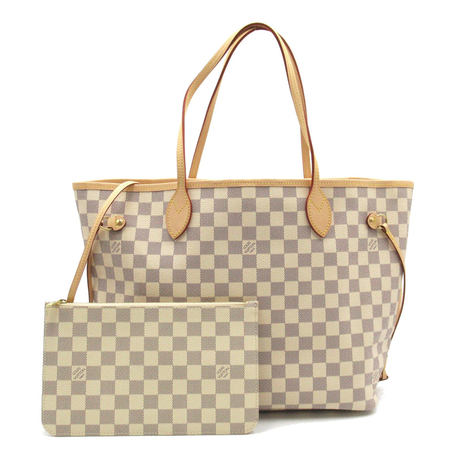 Louis Vuitton Neverfull MM Tote Bag Canvas Damier Azur