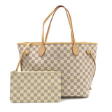 Louis Vuitton Neverfull MM Tote Bag Canvas Damier Azur