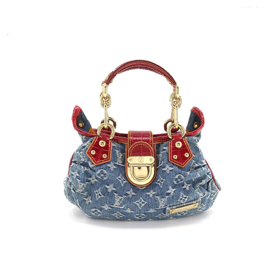 Louis Vuitton Monogram Denim Pleaty Aligator Shoulder Bag