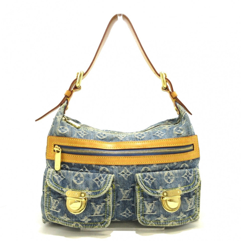 Louis Vuitton Baggy PM Shoulder Bag Blue Denim Leather