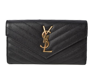 Saint Laurent- Paris Wallet Long Wallet Leather Black