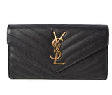 Saint Laurent- Paris Wallet Long Wallet Leather Black