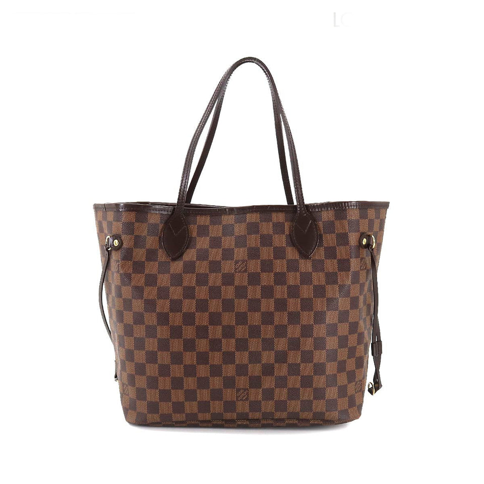 Louis Vuitton Damier Neverfull MM Tote Bag Ebene Cerise Brown Gold