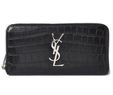 Saint Laurent- Wallet Long Wallet Monogram Crocodile Leather Black
