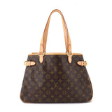 Louis Vuitton Monogram Batignolles Horizontal Tote Bag Brown Gold Metal Fittings