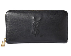 Saint Laurent- Paris Wallet Long Wallet Round Zipper Leather Black