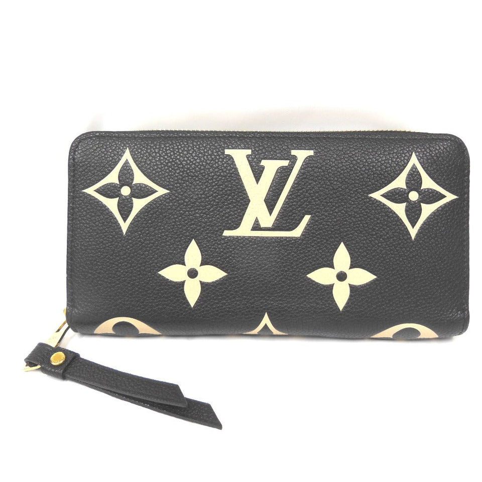 Louis Vuitton Round Zipper Long Wallet  Monogram Implant Black
