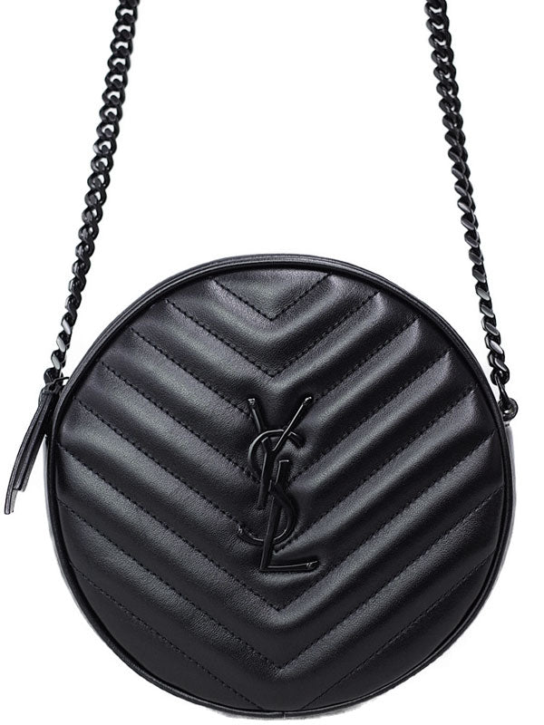 Saint Laurent- Paris Vinyl Chain Shoulder Bag Black