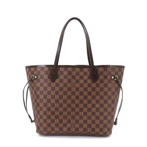 Louis Vuitton Damier Neverfull MM Tote Bag Ebene Series Brown Gold Metal Fittings