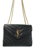 Saint Laurent- Paris Lulu Small Leather Chain Shoulder Bag Black