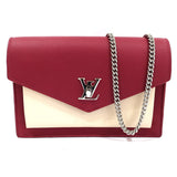 Louis Vuitton Pochette Lock Me Chain Shoulder Bag Bordeaux Beige Silver