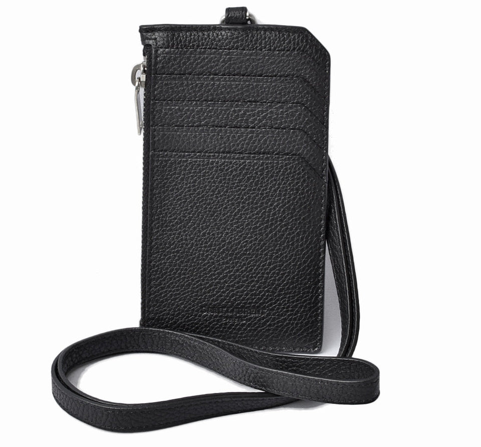 Saint Laurent- Paris Coin Case Card Case Neck Strap Leather Black