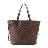 Louis Vuitton Damier Neverfull MM Tote Bag Ebene Brown Red Gold Hardware