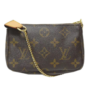 Louis Vuitton Mini Pochette Accessoire Monogram Chain Hand Bag Brown