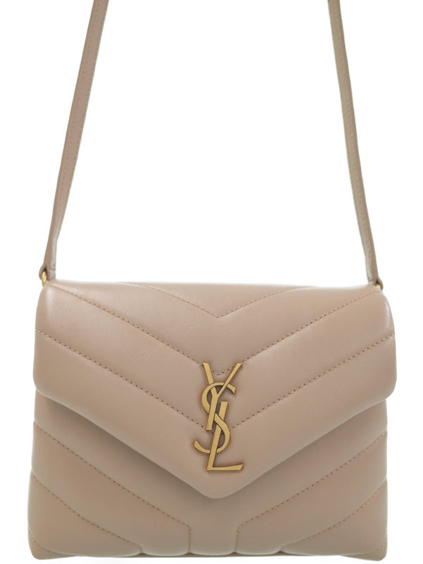 Saint Laurent- Paris Monogram Loulou Strap Bag Beige Black