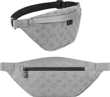 Louis Vuitton Embossed Leather Belt Bag Waist Bag Bum Bag Grey Silver