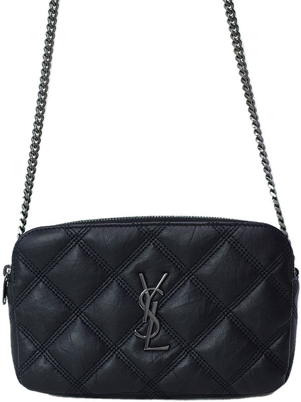 Saint Laurent- Becky Double Zip Pouch Shoulder Bag Black