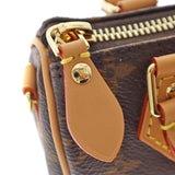 Louis Vuitton Nano Speedy Monogram Canvas Brown Leather Black