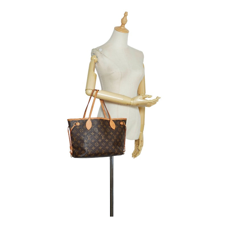 Louis Vuitton Monogram Neverfull PM Tote Bag Brown Leather