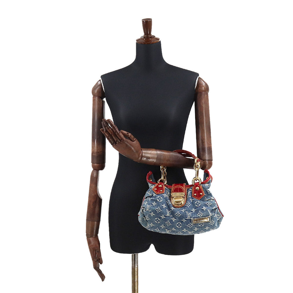 Louis Vuitton Monogram Denim Pleaty Aligator Shoulder Bag