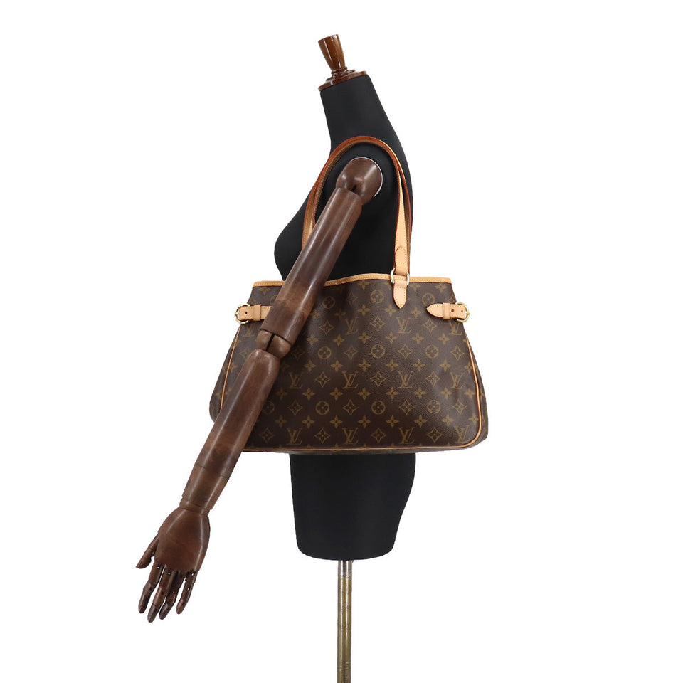 Louis Vuitton Monogram Batignolles Horizontal Tote Bag Brown Gold Metal Fittings