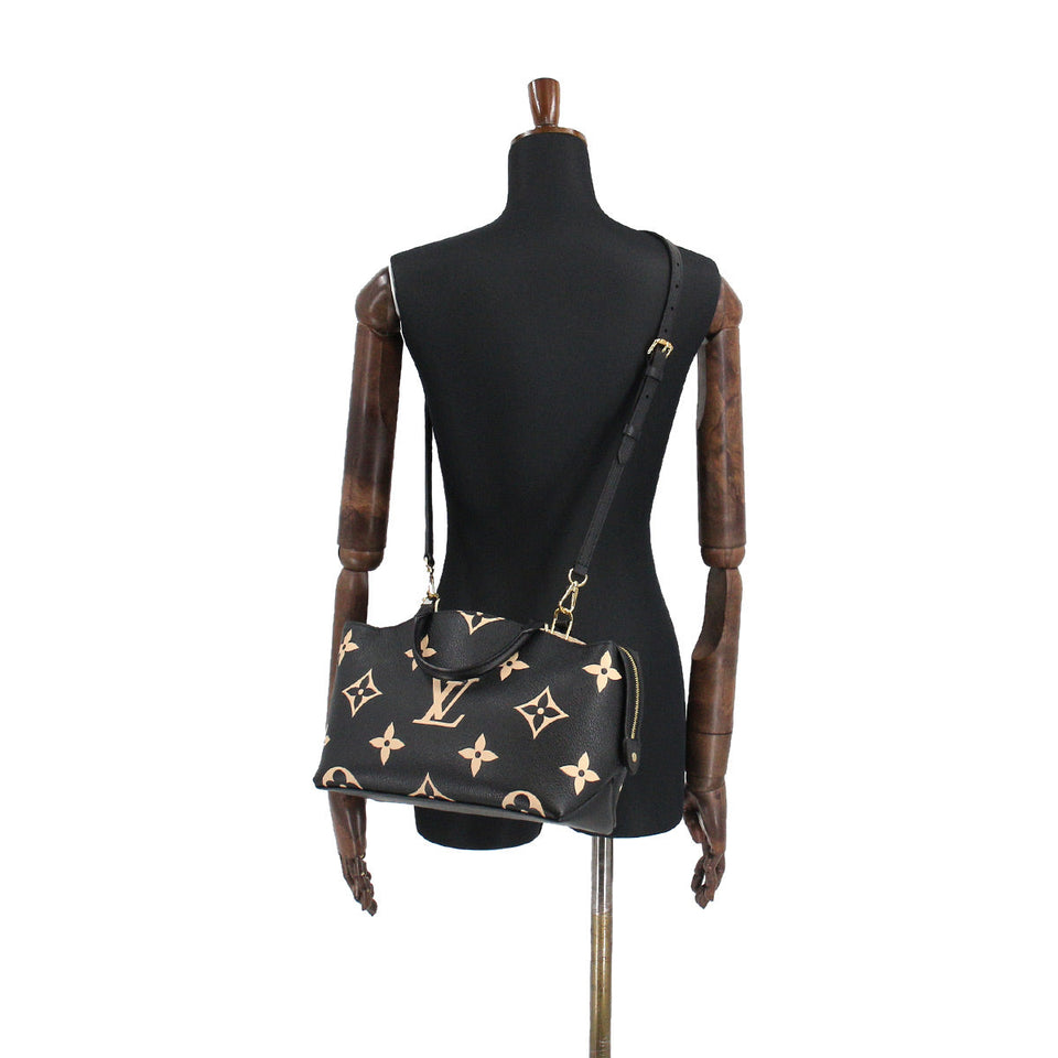 Louis Vuitton Bicolor Monogram Emplant Petit Palais PM Shoulder Bag Black Beige