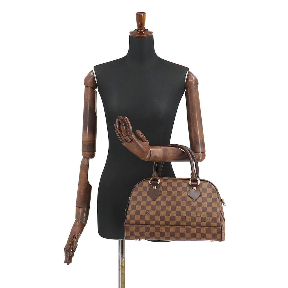 Louis Vuitton Damier Duomo Hand Bag Ebene Gold Metal Fittings