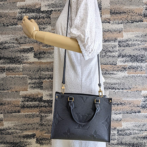Louis Vuitton On The Go PM Monogram Implant Leather Noir Black