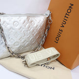 Louis Vuitton Coussin PM Monogram Embossed Lambskin Leather Silver
