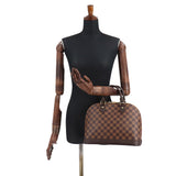 Louis Vuitton Damier Alma PM Hand Bag Ebene Brown Gold Metal Fittings