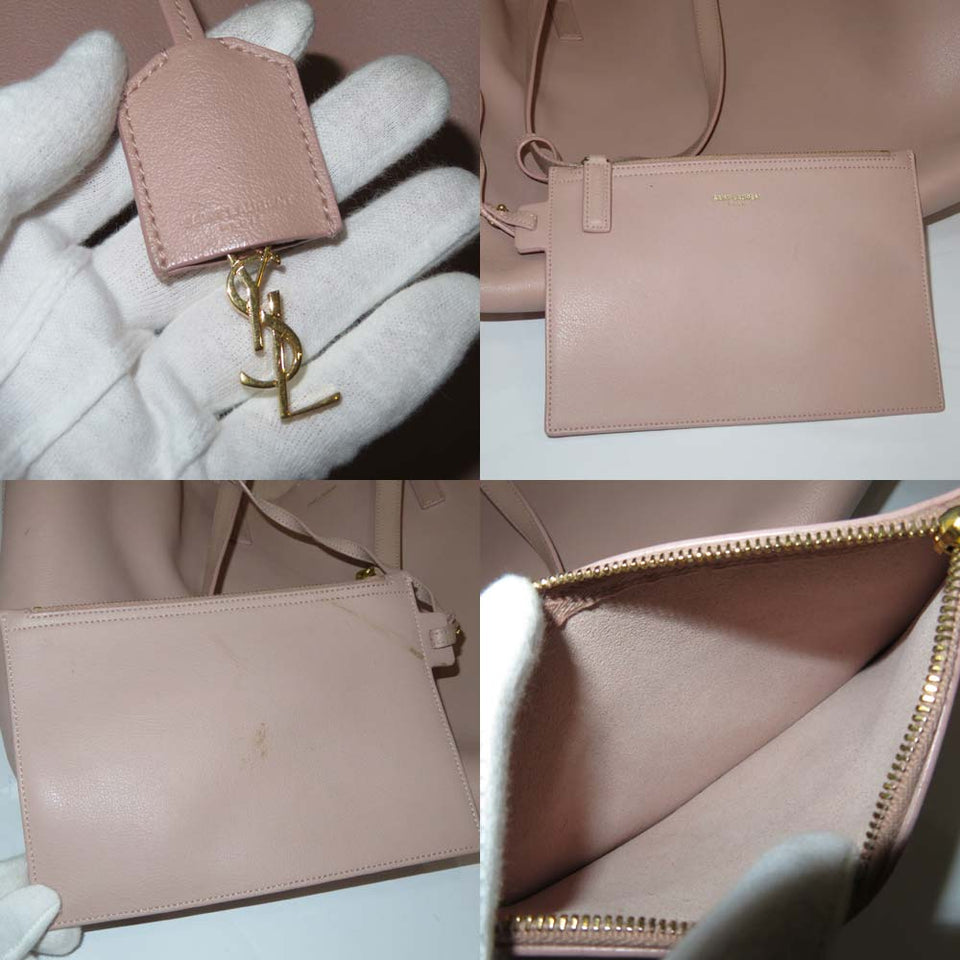 Saint Laurent- Leather Tote Bag With B Rank Pink Pouch
