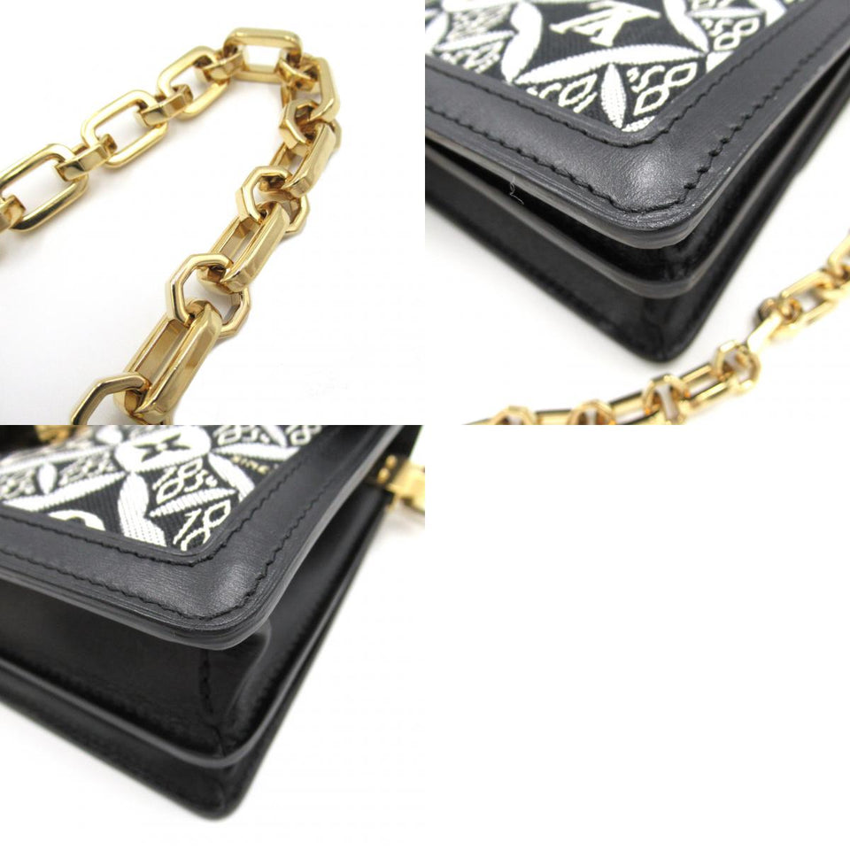 Louis Vuitton Dauphine MM Shoulder Bag Leather Monogram Black