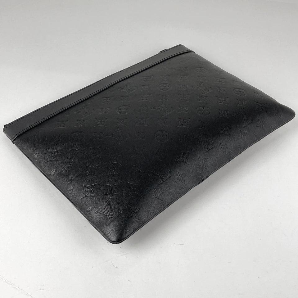Louis Vuitton Pochette Discovery Monogram Shadow Clutch Bag Black