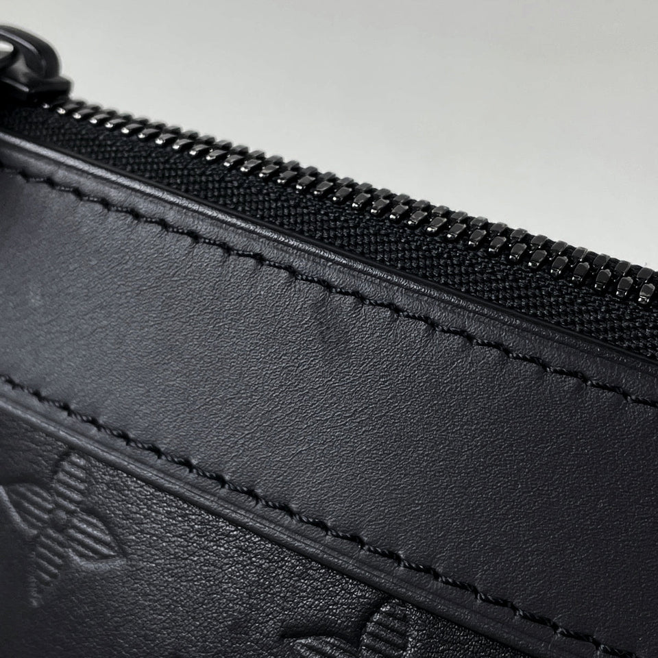 Louis Vuitton Pochette Discovery Monogram Shadow Clutch Bag Black
