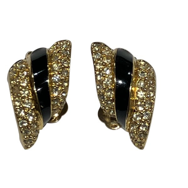 Christian Dior Curve Rhinestone Earrings