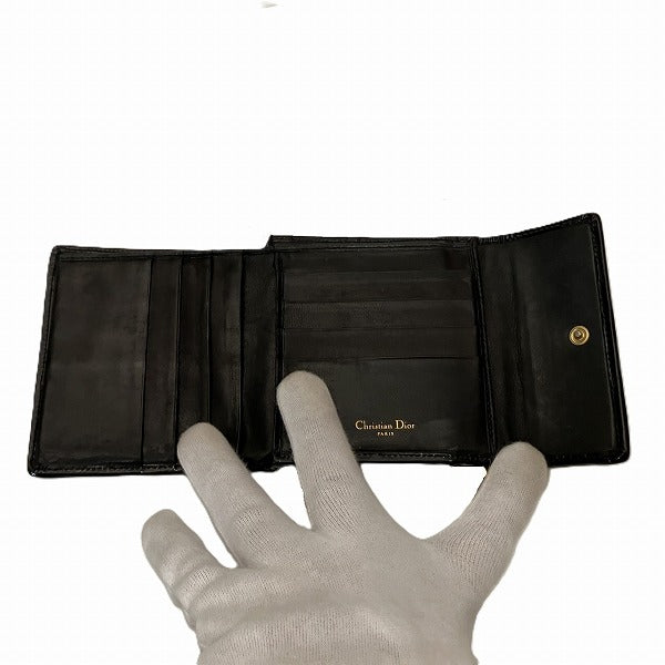 Dior Lady Dior Patent Leather Trifold Wallet