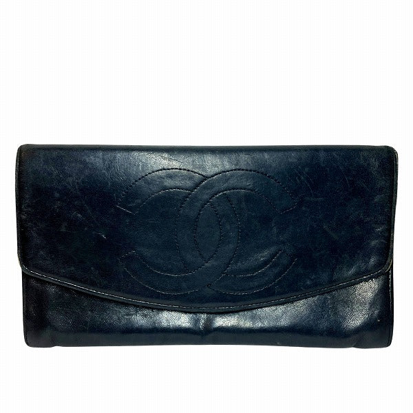 Chanel Coco Mark Leather Long Wallet