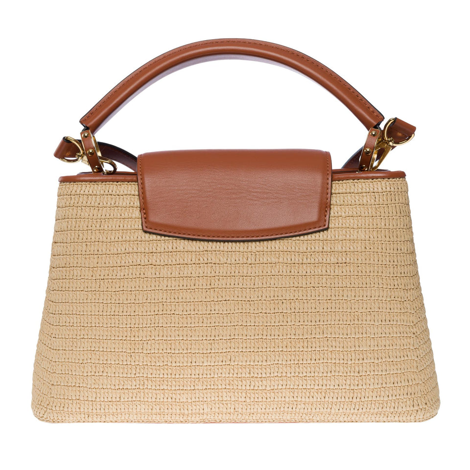 Louis Vuitton Limited Edition Capucines MM handbag strap in braided Raffia, GHW