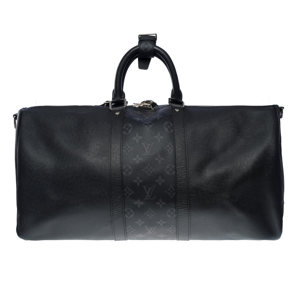Louis Vuitton Keepall 50 Taigarama Travel bag in black canvas and leather , SHW