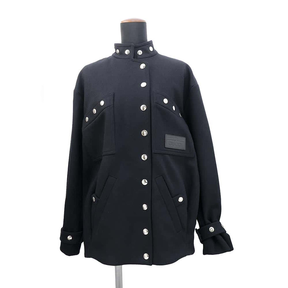 Gucci Bomber jacket with button detail Size 40 Black712880 Wool 100%