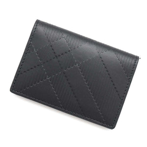 Burberry Embossed Check Bifold Card Case Black8103993 Leather