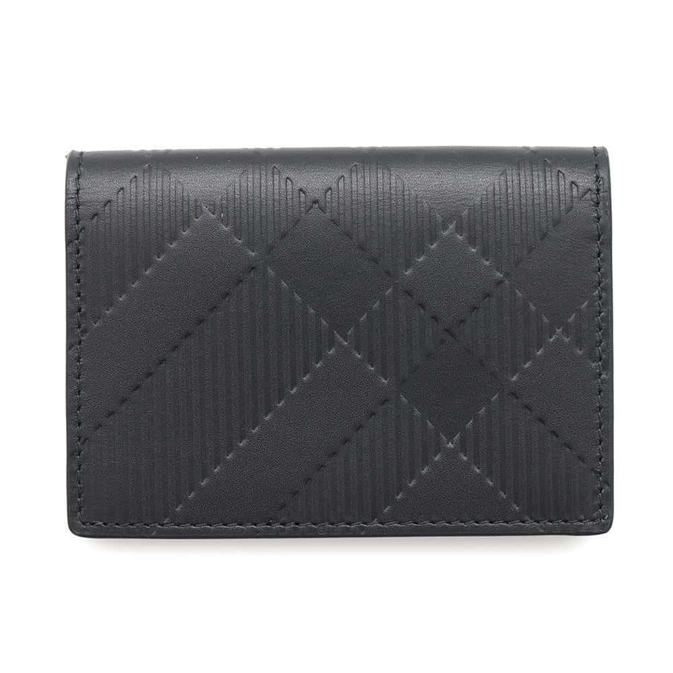 Burberry Embossed Check Bifold Card Case Black8103993 Leather
