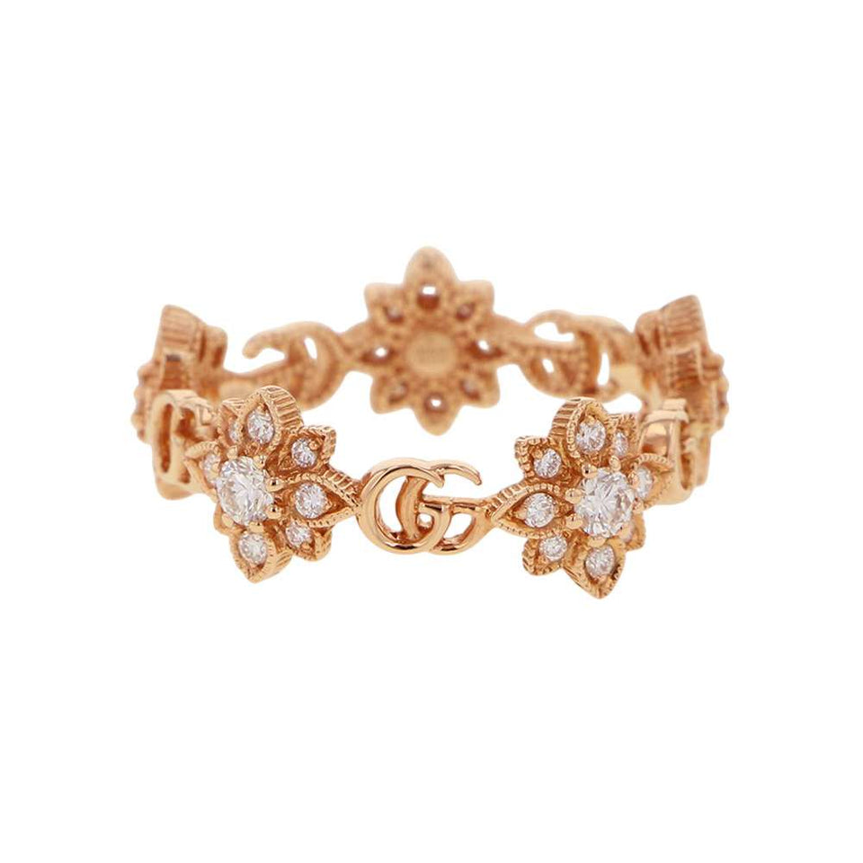 Gucci Flora Ring Size 12 18K Pink Gold